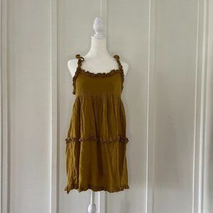 Urban Outfitters Linen Blend Ruffle Tie Back Dress Size 4
